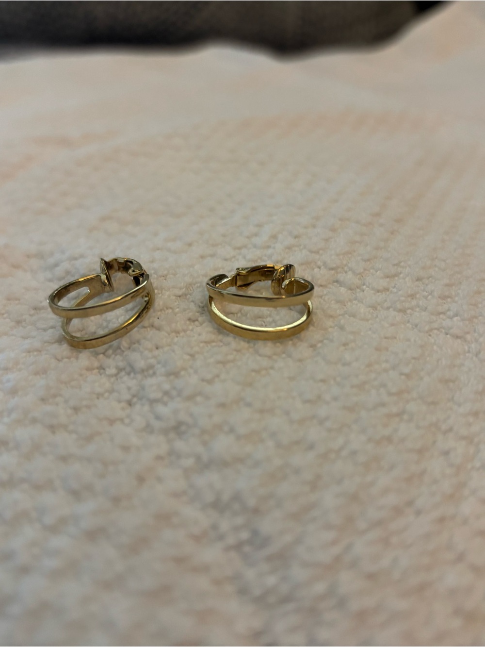 Classic Gold Double-Band Hoop Earrings - Women's Jewelry clip on